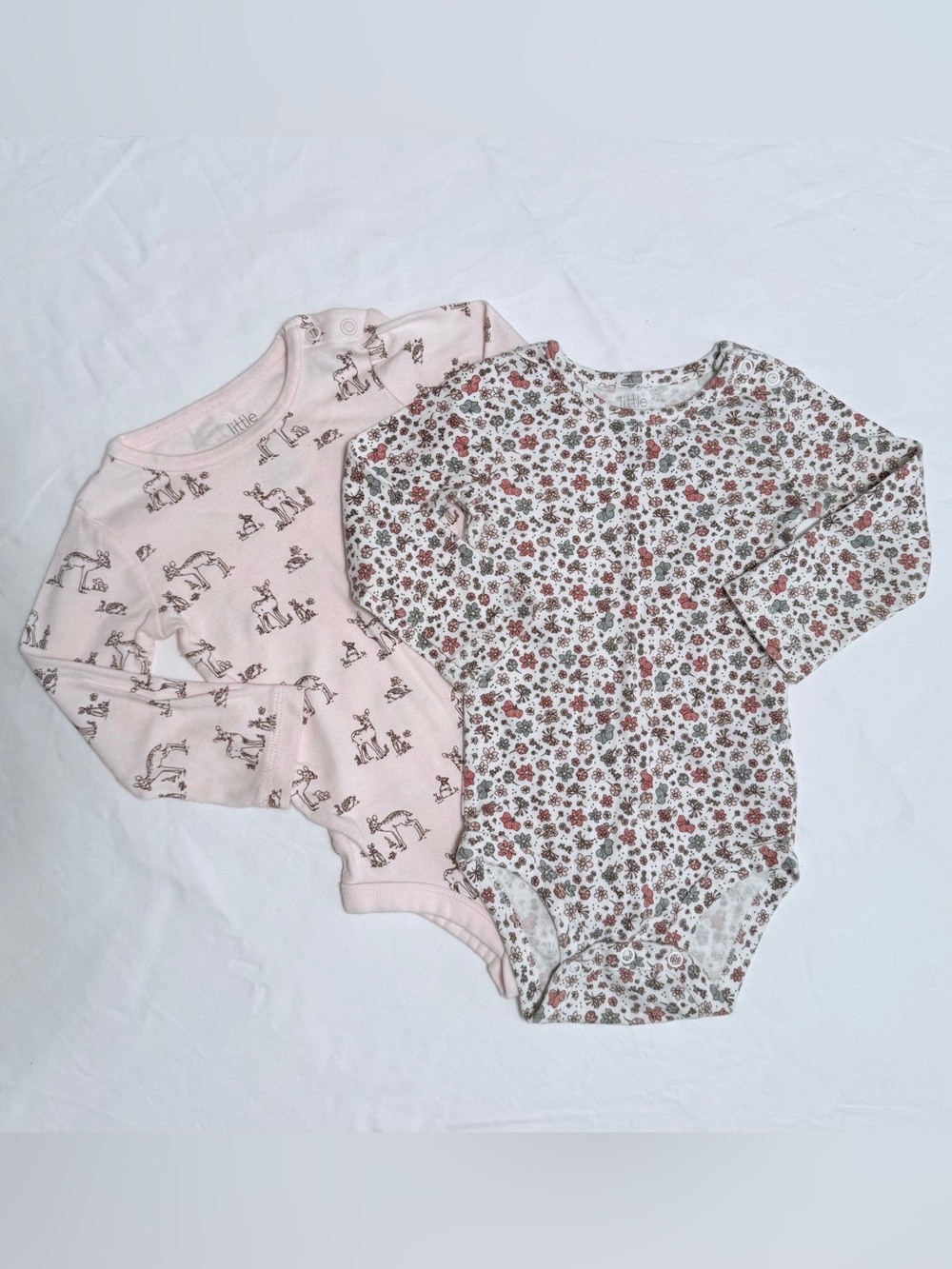 Little Planet Organic Long-Sleeve One-Piece Set in Pink and Cream Floral